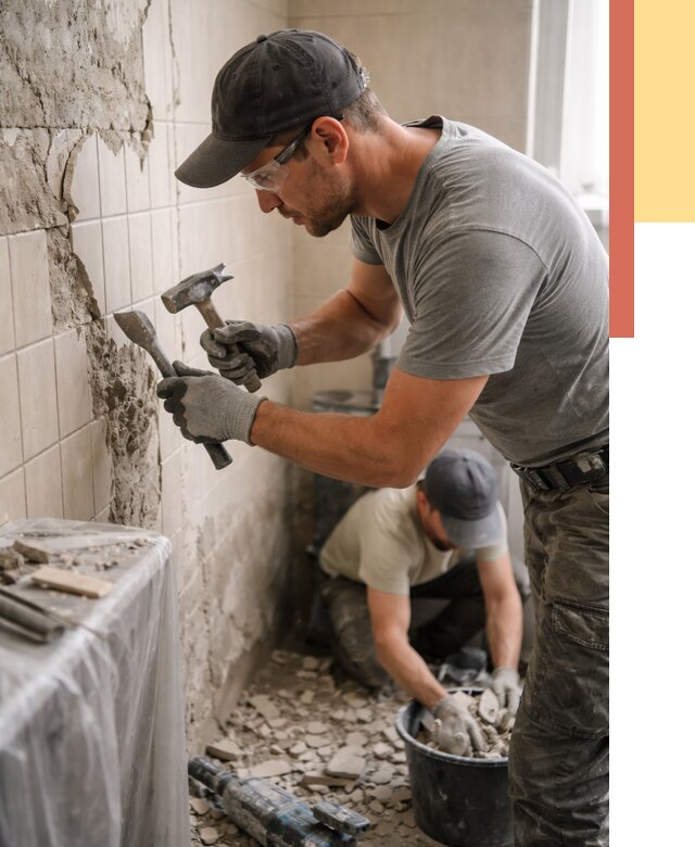 Демонтаж плитки со стен в Угличе от 886 руб. — быстро и недорого | ОТДЕЛОЧНИК-Глч