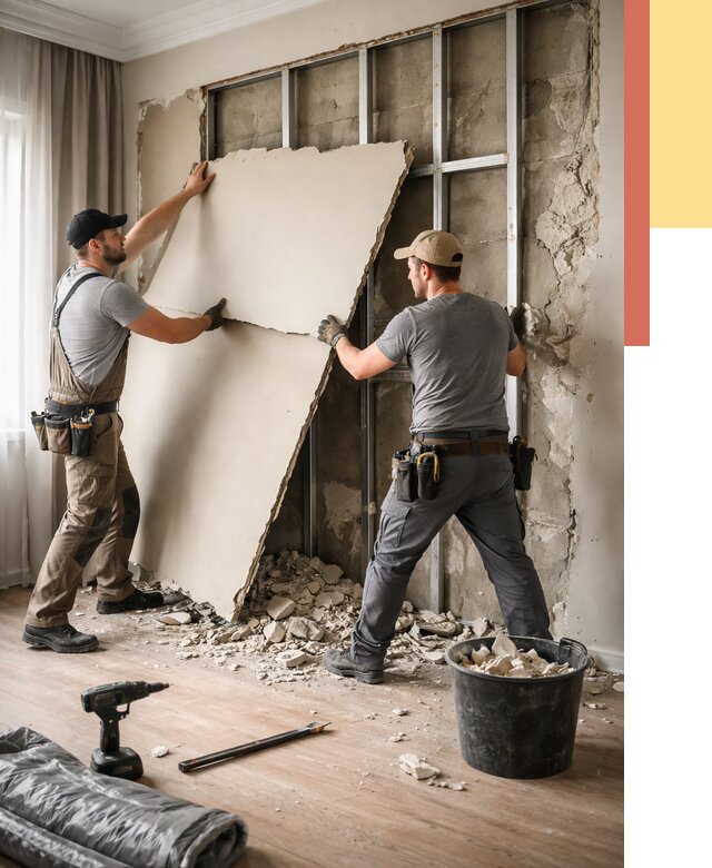 Демонтаж гипсокартона со стен в Угличе от 365 руб. — услуги демонтажа | ОТДЕЛОЧНИК-Глч