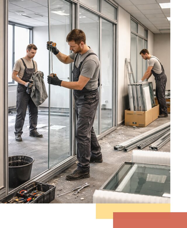 Демонтаж стеклянных перегородок в Угличе быстро и безопасно