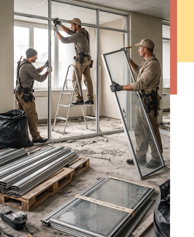 Демонтаж алюминиевых перегородок в Угличе от 4376 руб. — быстро и недорого | ОТДЕЛОЧНИК-Глч