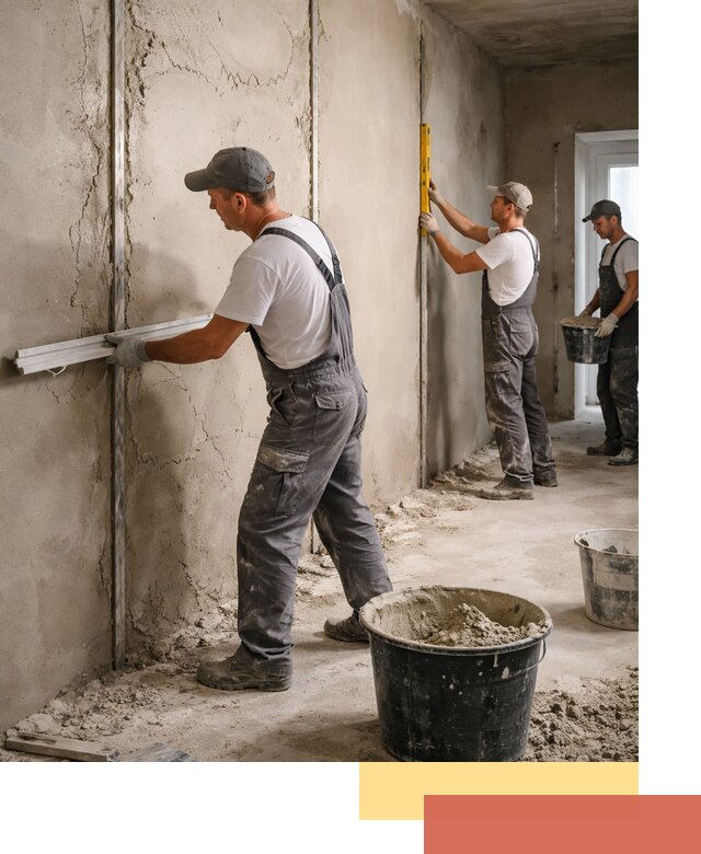 Штукатурка стен по маякам в Угличе — точная и ровная поверхность