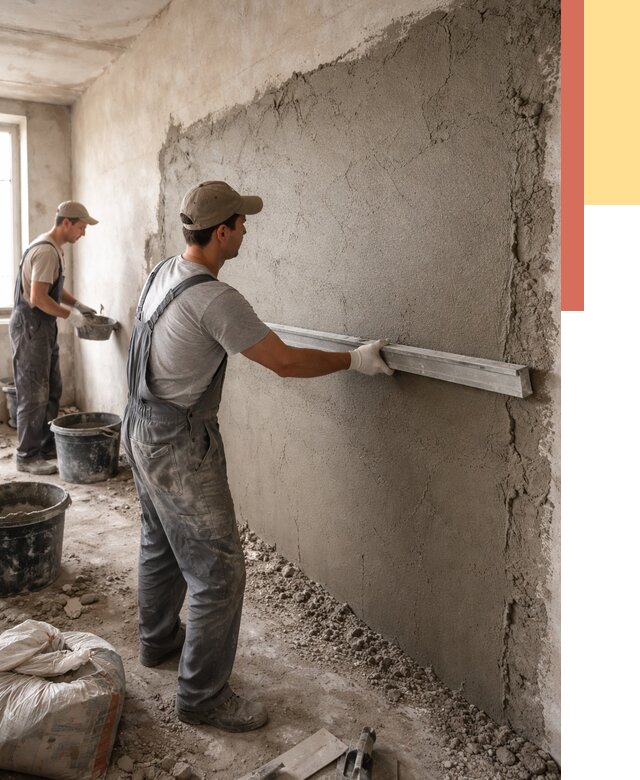 Цементная штукатурка стен в Угличе от 4689 руб/м2 — быстро и недорого | ОТДЕЛОЧНИК-Глч