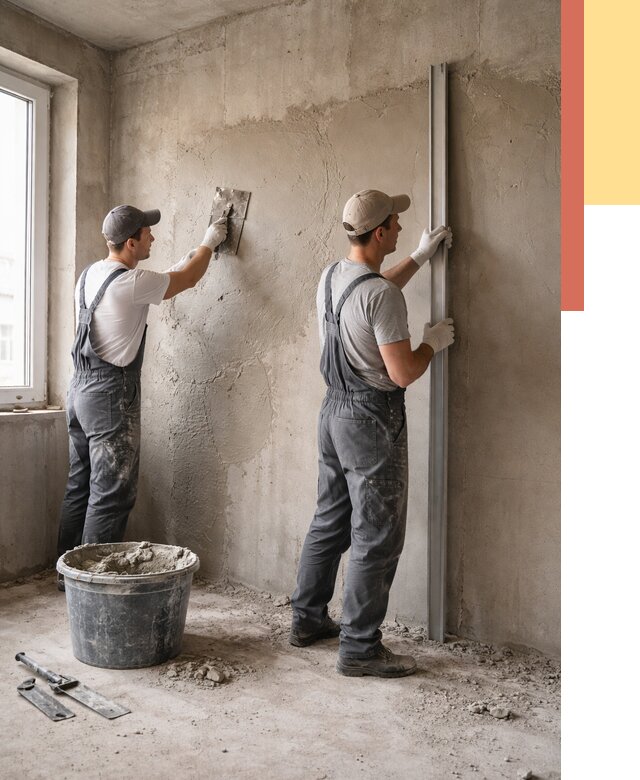 Штукатурка бетонных стен в Угличе от 4689 руб/м² — качественно и быстро | ОТДЕЛОЧНИК-Глч