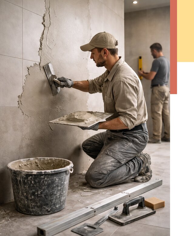 Штукатурка стен в ванной в Угличе от 4689 руб./м² — выравнивание под ключ | ОТДЕЛОЧНИК-Глч