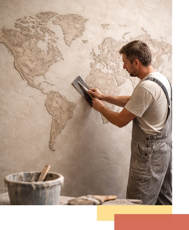 Декоративная штукатурка «Карта мира» под ключ в Угличе