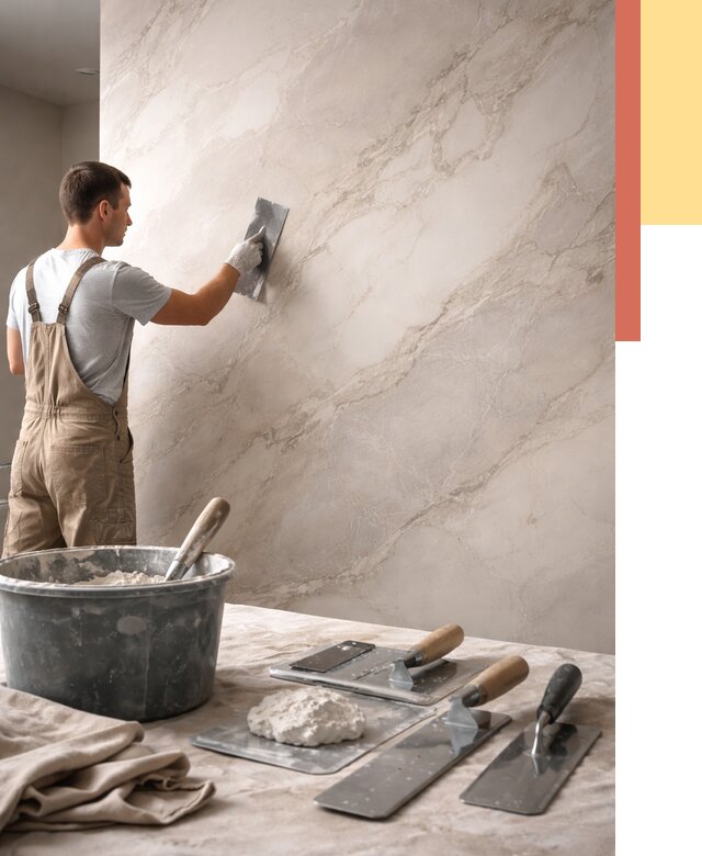 Декоративная штукатурка под мрамор в Угличе от 2918 руб./м² — быстро и недорого | ОТДЕЛОЧНИК-Глч