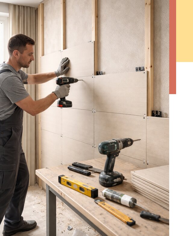 Монтаж МДФ панелей на стены в Угличе от 1303 руб. под ключ | ОТДЕЛОЧНИК-Глч