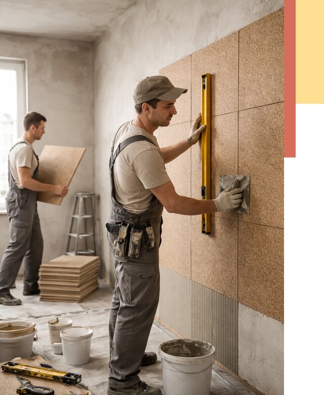 Монтаж пробковых панелей на стены в Угличе от 3647 руб. — ОТДЕЛОЧНИК-Глч