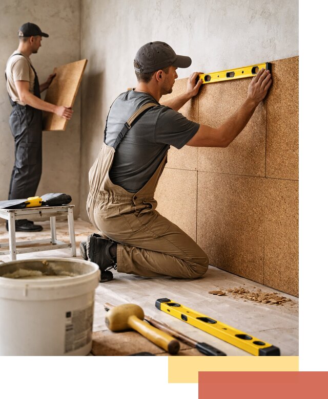 Монтаж пробковых панелей на стены в Угличе быстро и качественно