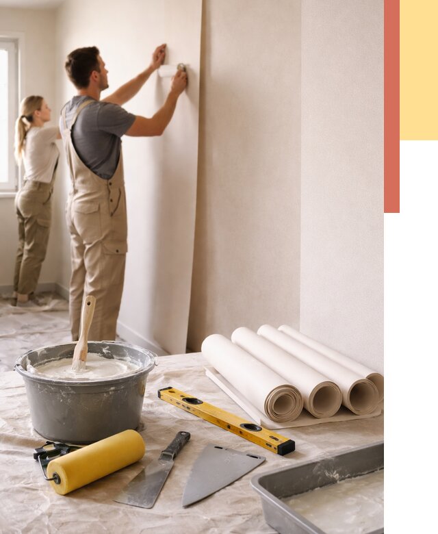 Поклейка бумажных обоев в Угличе от 5731 руб./м2 — быстро и недорого | ОТДЕЛОЧНИК-Глч