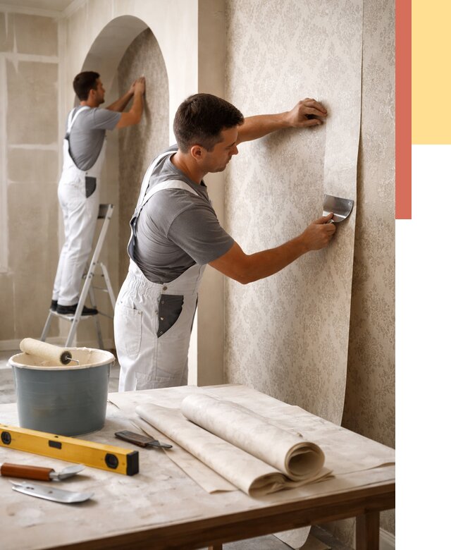 Поклейка обоев на сложные стены в Угличе от 2918 руб. под ключ | ОТДЕЛОЧНИК-Глч