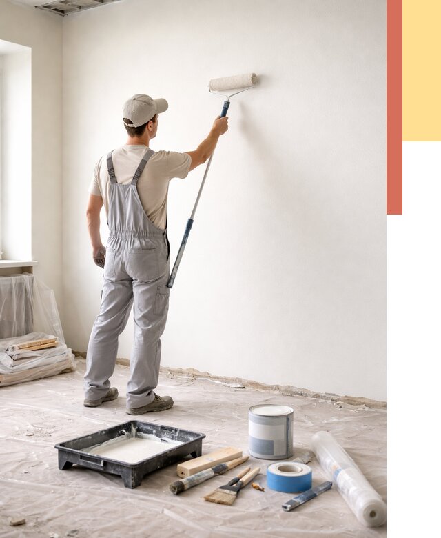 Покраска стен водоэмульсионной краской в Угличе от 469 руб. за м² | ОТДЕЛОЧНИК-Глч