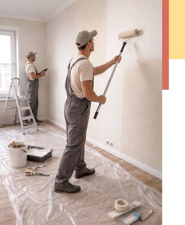 Покраска стен акриловой краской в Угличе от 3647 руб./м² — быстро и недорого | ОТДЕЛОЧНИК-Глч