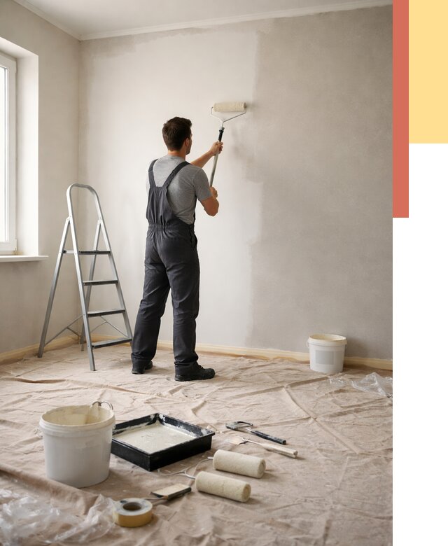 Покраска стен моющейся краской в Угличе от 365 руб./м² — быстро и недорого | ОТДЕЛОЧНИК-Глч