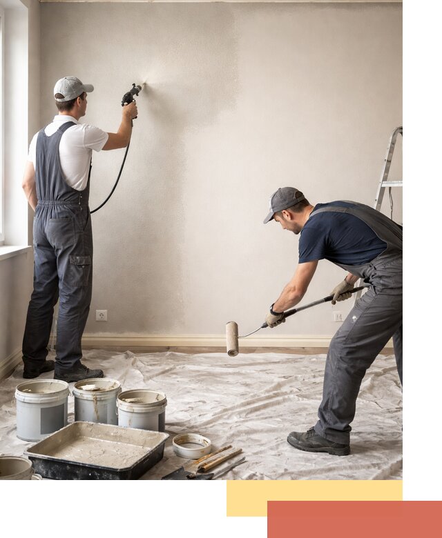 Покраска стен моющейся краской и защита поверхностей в Угличе