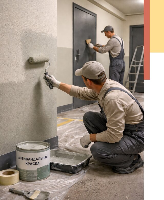 Покраска стен антивандальной краской в Угличе от 4689 руб./м² под ключ | ОТДЕЛОЧНИК-Глч