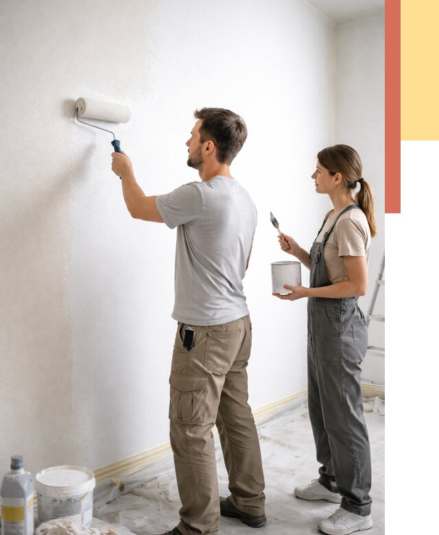 Окраска стен по стеклохолсту в Угличе от 4689 руб/м² под ключ | ОТДЕЛОЧНИК-Глч