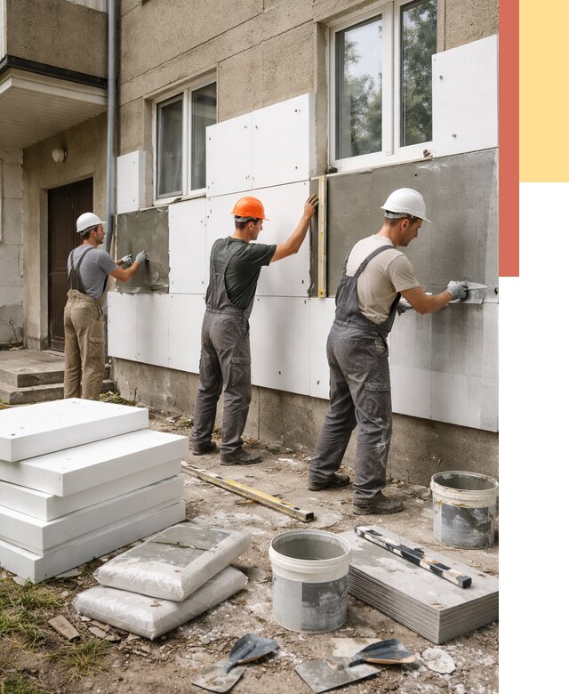 Утепление стен пенопластом в Угличе от 1824 руб. — недорого и под ключ | ОТДЕЛОЧНИК-Глч