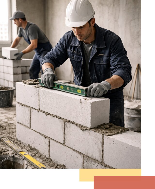 Кладка перегородок из пеноблока под ключ в Угличе