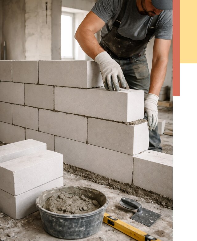 Кладка перегородок из силикатного блока в Угличе от 4168 руб. под ключ | ОТДЕЛОЧНИК-Глч