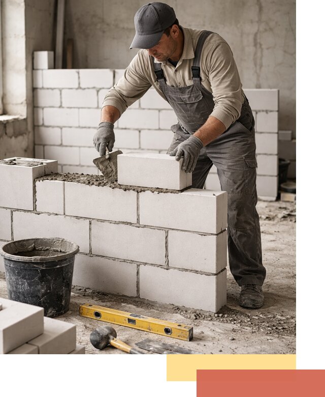 Кладка перегородок из силикатного блока в Угличе