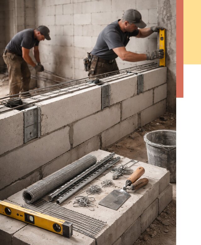 Армирование кладки перегородок в Угличе от 782 руб. под ключ | ОТДЕЛОЧНИК-Глч