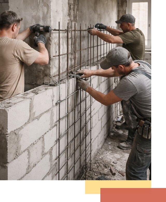 Армирование кладки перегородок в Угличе профессионально и надёжно