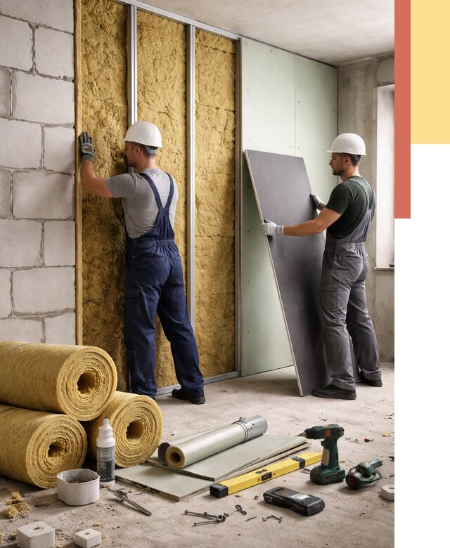 Шумоизоляция перегородок из блоков в Угличе от 1928 руб./м² — быстро и недорого | ОТДЕЛОЧНИК-Глч