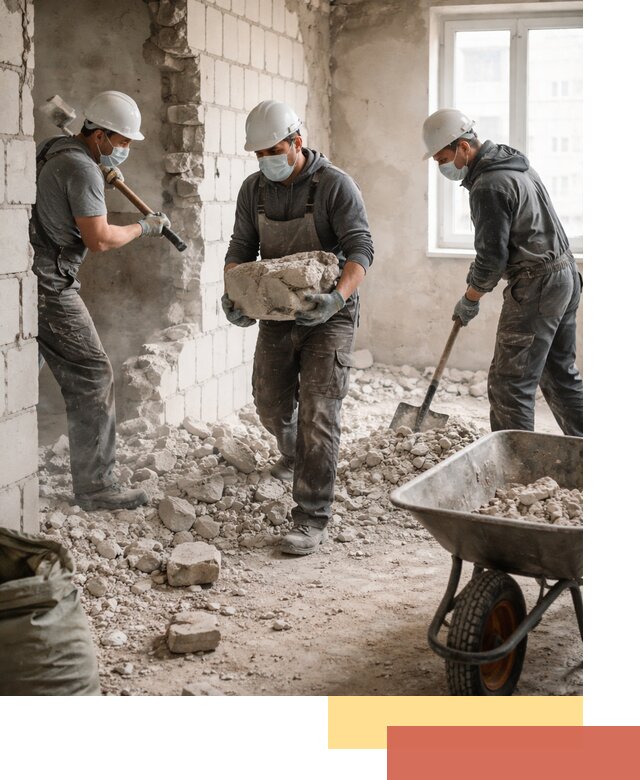 Демонтаж блочных перегородок в Угличе быстро и аккуратно