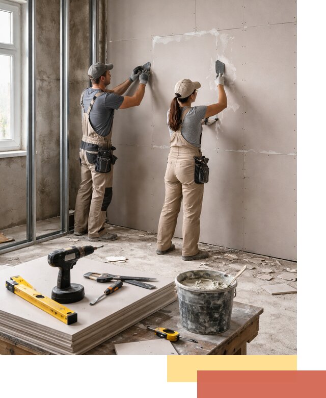 Монтаж двухслойной перегородки из гипсокартона в Угличе