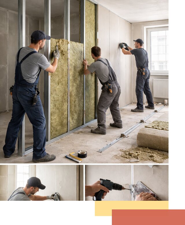 Перегородка из гипсокартона с шумоизоляцией в Угличе — монтаж под ключ