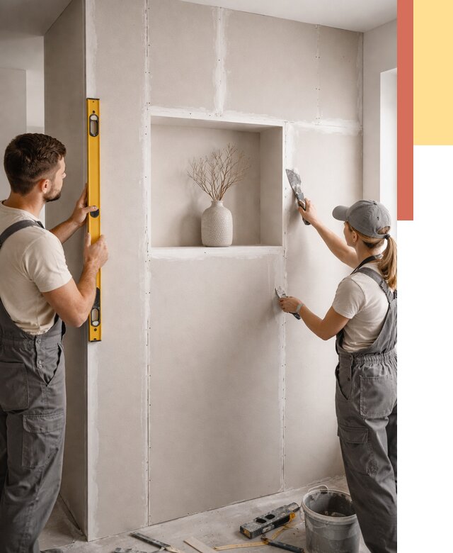 Перегородка из гипсокартона с нишей в Угличе от 3387 руб. под ключ | ОТДЕЛОЧНИК-Глч