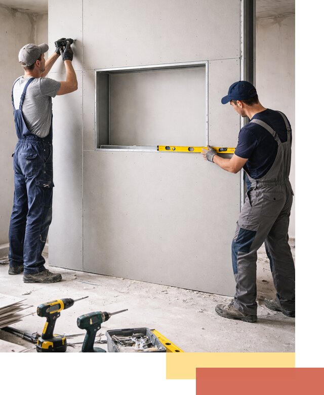 Перегородка из гипсокартона с нишей под декор в Угличе