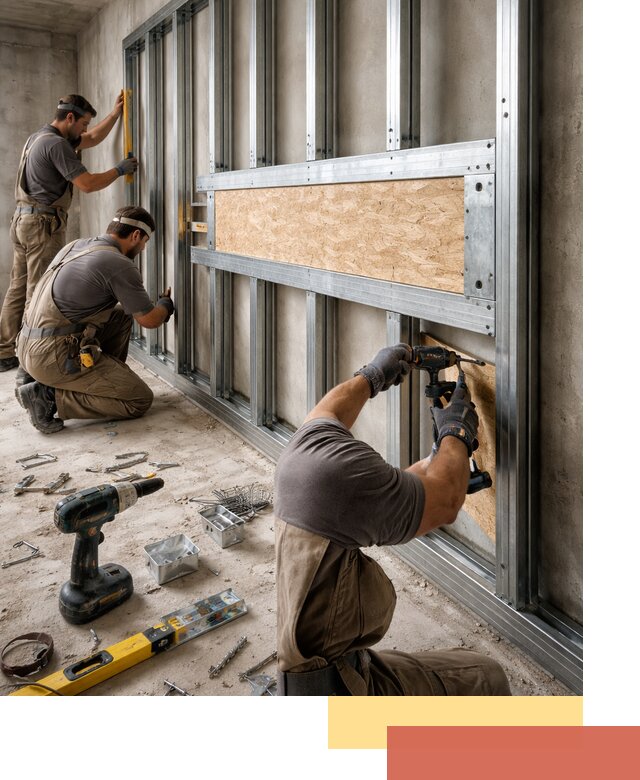 Усиленная перегородка для крепления тяжёлых конструкций в Угличе