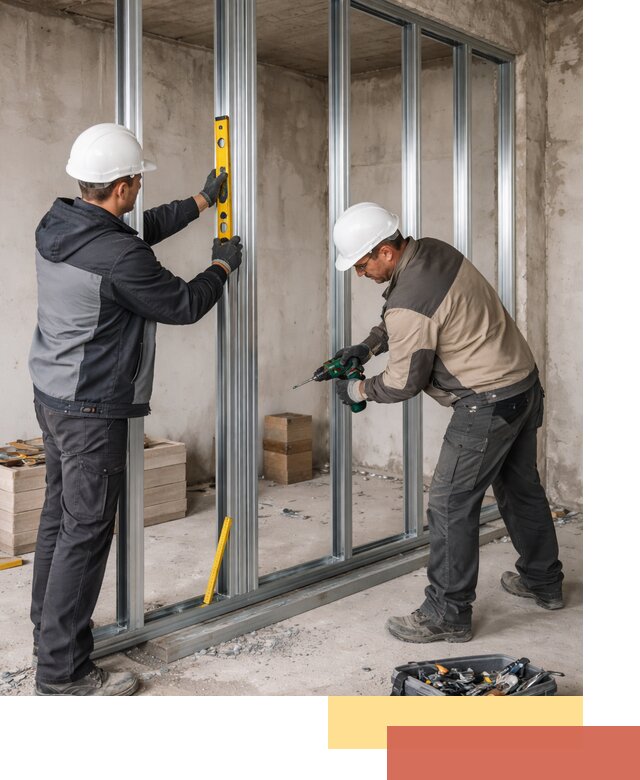 Монтаж каркаса перегородки из профиля в Угличе