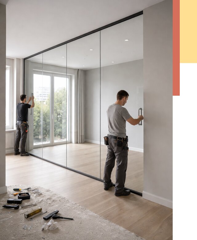 Изготовление стеклянных перегородок в Угличе от 12869 руб. под ключ | ОТДЕЛОЧНИК-Глч