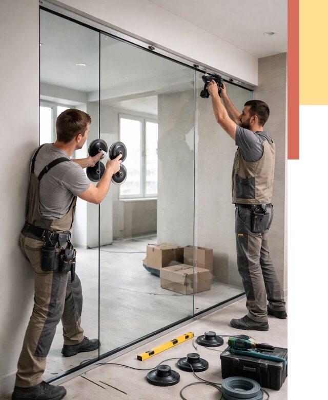 Монтаж стеклянных перегородок в Угличе от 6773 руб. | ОТДЕЛОЧНИК-Глч