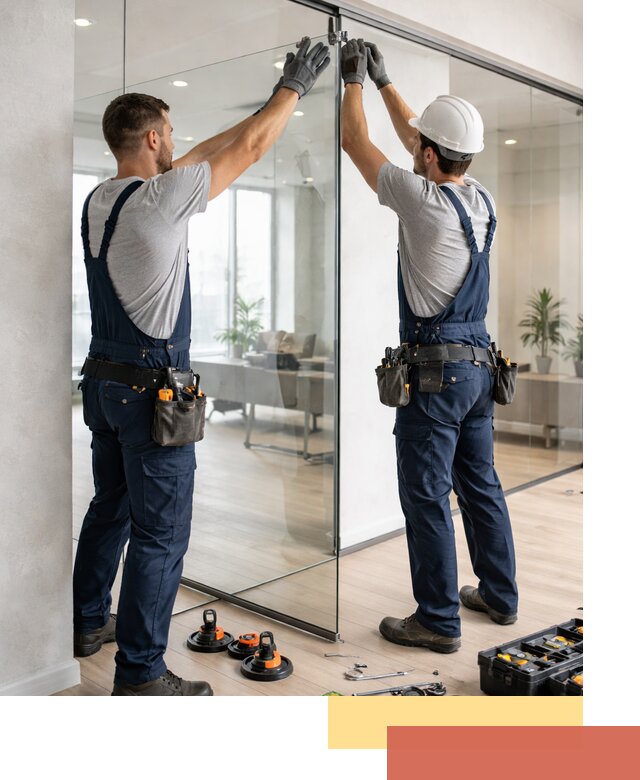 Безрамные стеклянные перегородки под ключ в Угличе