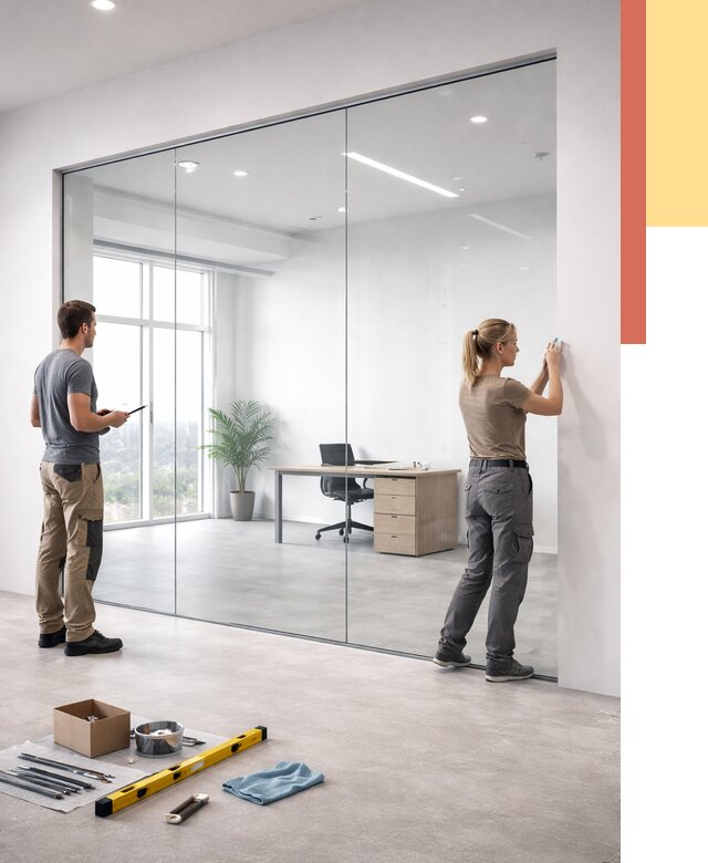 Перегородки из закаленного стекла в Угличе от 9899 руб. под ключ | ОТДЕЛОЧНИК-Глч