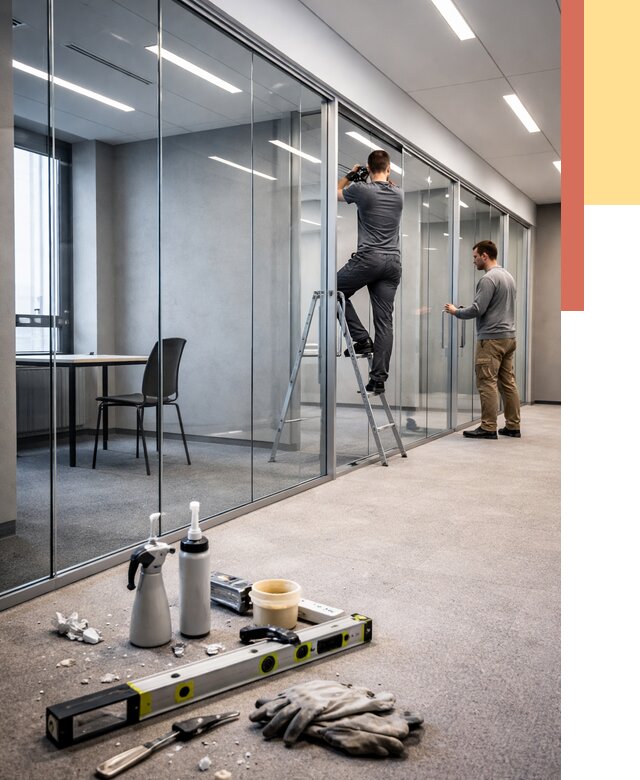 Стеклянные офисные перегородки в Угличе от 8857 руб. — монтаж и установка | ОТДЕЛОЧНИК-Глч