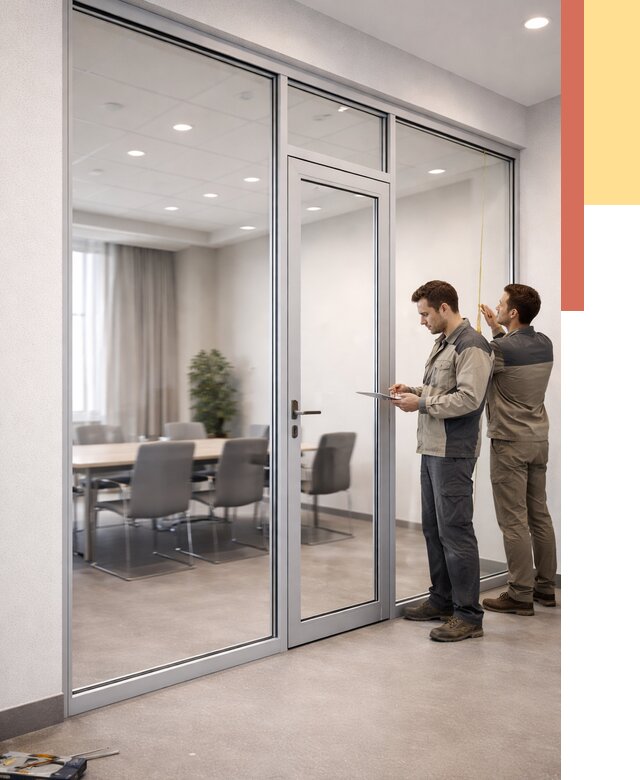 Установка и монтаж алюминиевых перегородок со стеклом в Угличе от 8544 руб. | ОТДЕЛОЧНИК-Глч