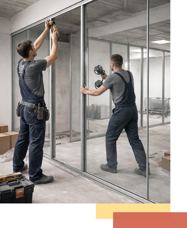 Алюминиевые перегородки со стеклом в Угличе — изготовление и монтаж