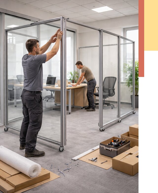 Мобильные офисные перегородки в Угличе от 13025 руб. — установка под ключ | ОТДЕЛОЧНИК-Глч