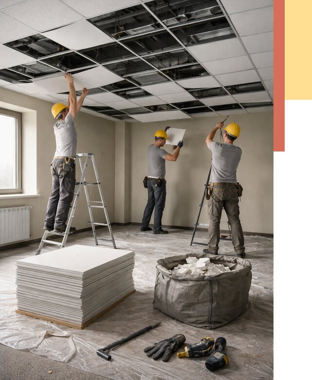 Демонтаж потолка Армстронг в Угличе от 4689 руб. быстро и недорого | ОТДЕЛОЧНИК-Глч