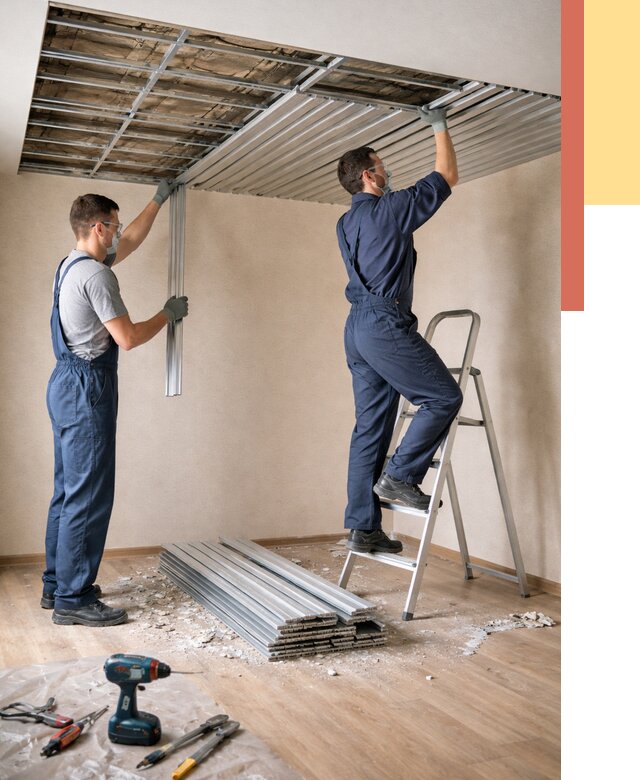 Демонтаж реечного потолка в Угличе от 4689 руб. быстро и недорого | ОТДЕЛОЧНИК-Глч