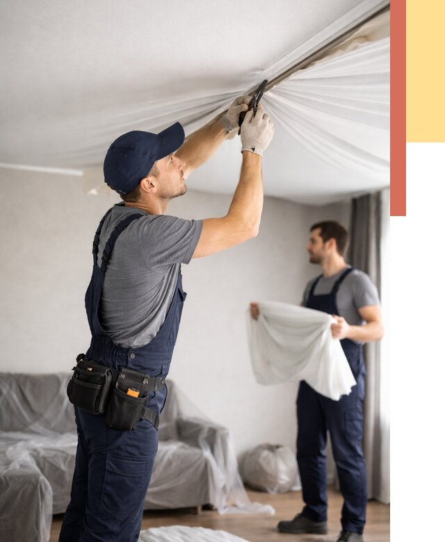 Демонтаж натяжного потолка в Угличе от 4689 руб. — снятие и разбор под ключ | ОТДЕЛОЧНИК-Глч