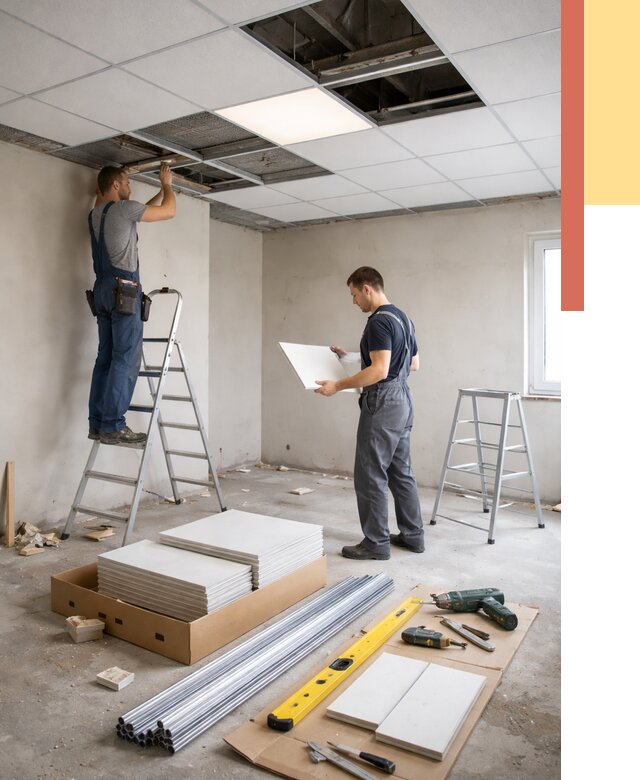 Монтаж потолка армстронг в Угличе от 4689 руб/м2 — быстрая установка под ключ | ОТДЕЛОЧНИК-Глч