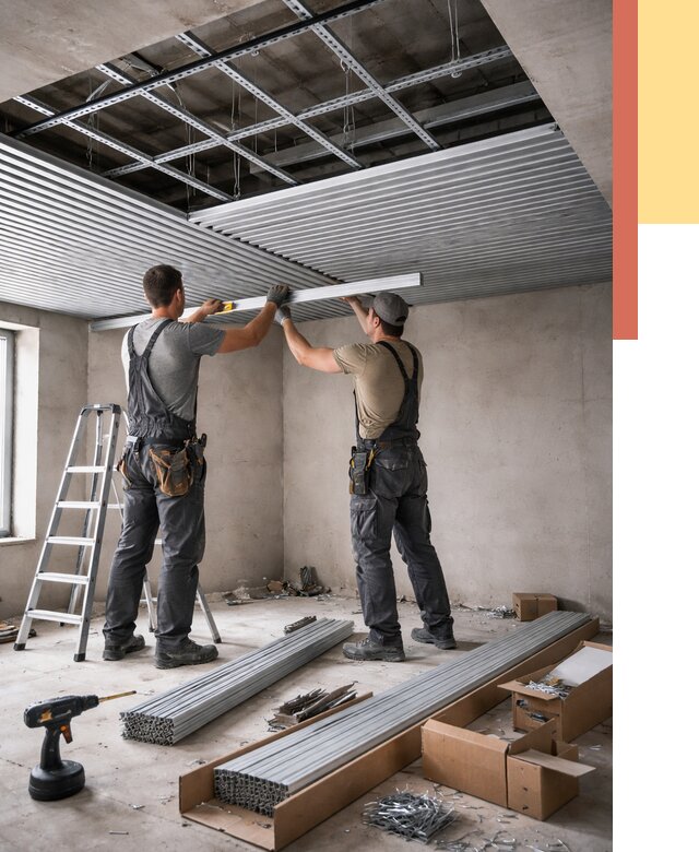 Монтаж реечного потолка в Угличе от 4689 руб. под ключ | ОТДЕЛОЧНИК-Глч