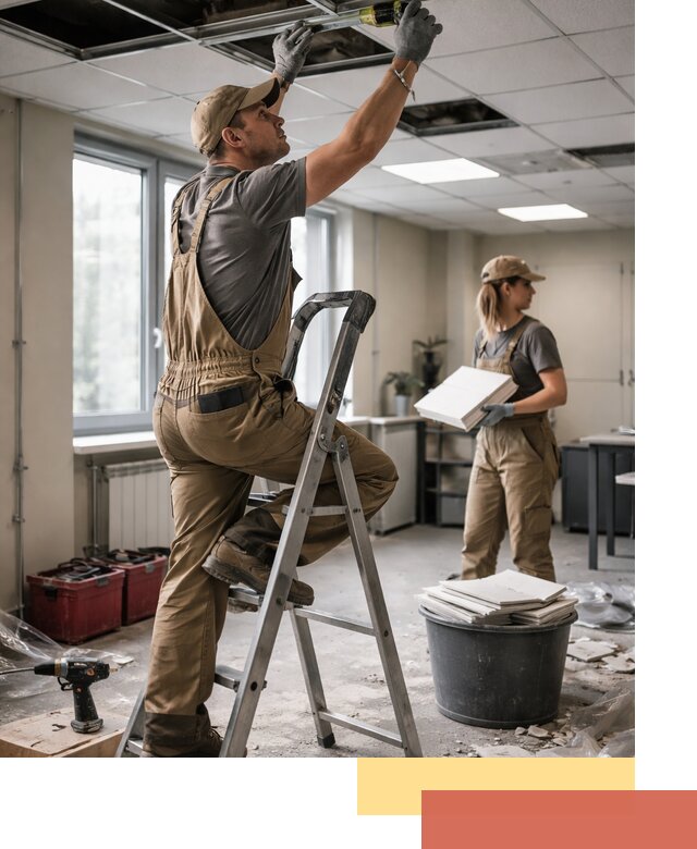 Ремонт потолка Армстронг и замена плит в Угличе