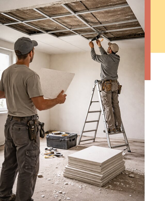 Замена плит подвесного потолка в Угличе от 1824 руб. быстро и недорого | ОТДЕЛОЧНИК-Глч